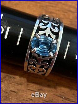 James Avery Adoree Ring With Blue Topaz Stone 925SS RETIRED Gift Box 8
