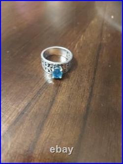 James Avery Adoree Scroll Ring Oval Blue Topaz 925 Sterling Silver Size 7.5