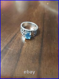 James Avery Adoree Scroll Ring Oval Blue Topaz 925 Sterling Silver Size 7.5