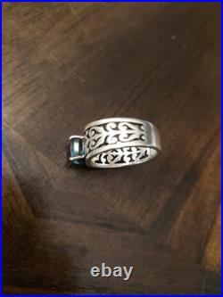 James Avery Adoree Scroll Ring Oval Blue Topaz 925 Sterling Silver Size 7.5