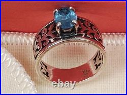 James Avery Adoree Sterling Silver Blue Topaz Ring Size 7