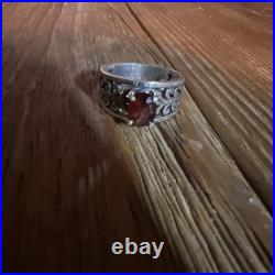 James Avery'Adoree' Sterling Silver Garnet Ring Sz 7 EUC