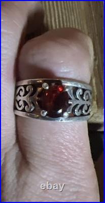 James Avery'Adoree' Sterling Silver Garnet Ring Sz 7 EUC