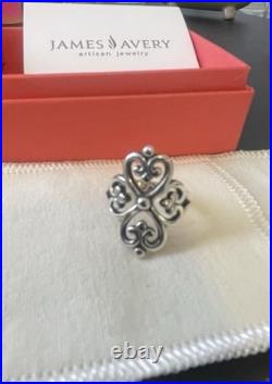 James Avery Adorned Hearts Sterling Silver Ring. Sz 7