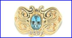 James Avery Adorned Hearts With Blue Topaz 14K Gold Ring Retired Size 6.25