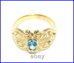 James Avery Adorned Hearts With Blue Topaz 14K Gold Ring Retired Size 6.25