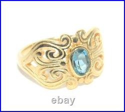 James Avery Adorned Hearts With Blue Topaz 14K Gold Ring Retired Size 6.25