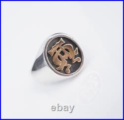 James Avery Alpha Omega Signet Ring 14k Gold Sterling Silver Size 9.5 RS3557