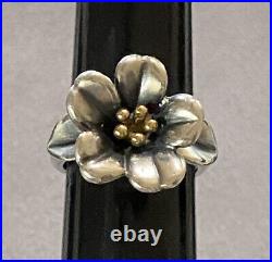 James Avery April Flower 14k Gold & Sterling Silver Ring Size 5 Retired