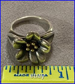 James Avery April Flower 14k Gold & Sterling Silver Ring Size 5 Retired