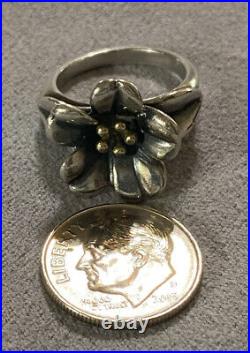 James Avery April Flower 14k Gold & Sterling Silver Ring Size 5 Retired