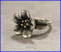 James Avery April Flower 14k Gold & Sterling Silver Ring Size 5 Retired