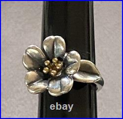 James Avery April Flower 14k Gold & Sterling Silver Ring Size 5 Retired