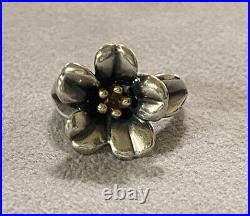 James Avery April Flower 14k Gold & Sterling Silver Ring Size 5 Retired