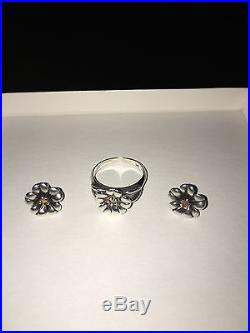 James Avery April Flower Ring And Earrings SET