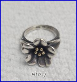 James Avery April Flower Ring, Size 6 in 925 Sterling Silver & 18 Karat Gold