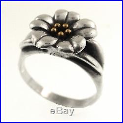 James Avery April Flower Ring Size 8 Retired 18k Gold Sterling Silver Blossom