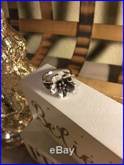 James Avery April Flower Sterling Silver And 18k Gold Ring- Size 7 Retired