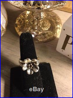 James Avery April Flower Sterling Silver And 18k Gold Ring- Size 7 Retired