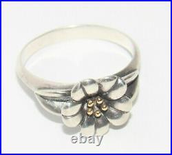 James Avery April Flower with Gold 14K Gold and SS Retired Ring Size 9