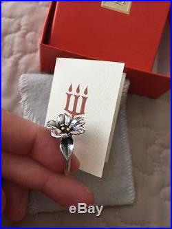 James Avery April Large Flower Ring With 18k gold center (retired Edition)