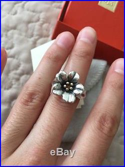 James Avery April Large Flower Ring With 18k gold center (retired Edition)