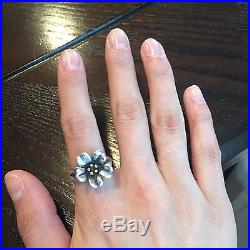 James Avery April Large Flower Ring With 18k gold center (retired Edition)