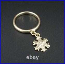 James Avery Aspen Snowflake Crystal 14k Gold Dangle Charm Ring Retired RG3041