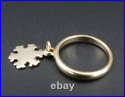 James Avery Aspen Snowflake Crystal 14k Gold Dangle Charm Ring Retired RG3041