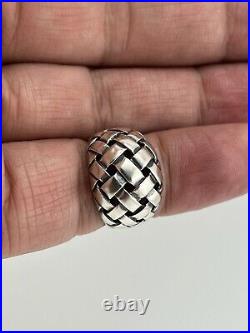 James Avery Basket Weave Dome Ring Sterling Silver Tapered SZ 8 Retired