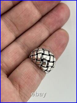 James Avery Basket Weave Dome Ring Sterling Silver Tapered SZ 8 Retired