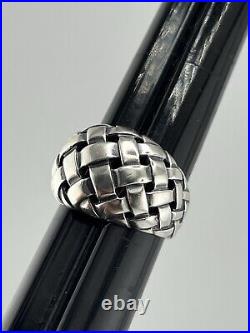 James Avery Basket Weave Dome Ring Sterling Silver Tapered SZ 8 Retired
