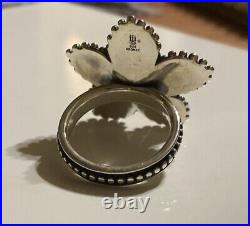 James Avery Beaded Festive Flower Ring Retired Sterling Silver Bronze Size 7.5