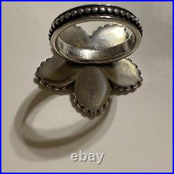 James Avery Beaded Festive Flower Ring Retired Sterling Silver Bronze Size 7.5