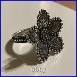 James Avery Beaded Festive Flower Ring Retired Sterling Silver Bronze Size 7.5