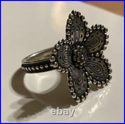 James Avery Beaded Festive Flower Ring Retired Sterling Silver Bronze Size 7.5