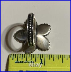 James Avery Beaded Festive Flower Ring Retired Sterling Silver Bronze Size 7.5