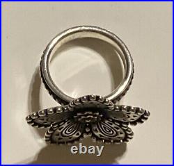 James Avery Beaded Festive Flower Ring Retired Sterling Silver Bronze Size 7.5