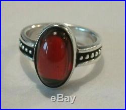 James Avery Beaded Oval cabochon garnet sterling silver ring Ring size 7