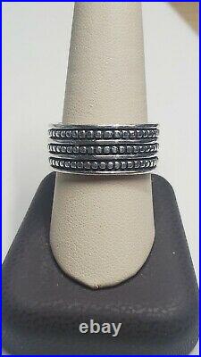 James Avery Beaded Triple Band Sterling Silver Ring Size 10.75 Retired