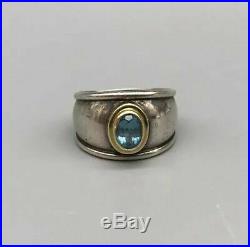 James Avery Blue Topaz Christina Ring 18k Gold & Sterling Size 7