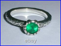 James Avery Cherished Birthstone Lab Created Emerald Sterling Band Ring- Size 7