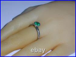 James Avery Cherished Birthstone Lab Created Emerald Sterling Band Ring- Size 7