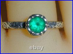James Avery Cherished Birthstone Lab Created Emerald Sterling Band Ring- Size 7