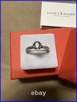James Avery Cherished Birthstone Ring White Sapphire Size 8 Silver