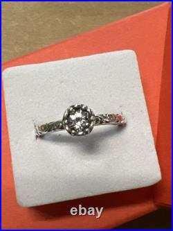 James Avery Cherished Birthstone Ring White Sapphire Size 8 Silver