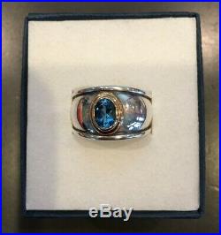James Avery Christina Blue Topaz Ring Sterling Silver, 18k Gold, Size 8