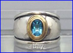 James Avery Christina Blue Topaz Sterling Silver & 18K Gold Ring Retired Size 5