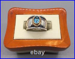 James Avery Christina Blue Topaz Sterling Silver & 18K Gold Ring Retired Size 5