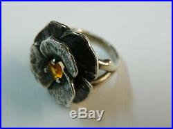 James Avery Citrine Flower Rose Ring Sterling Silver 925 Size 4.5